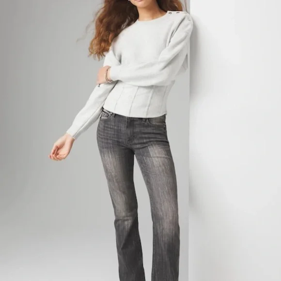 WHBM Elegant Light Heather Gray Pullover Sweater - Picture 3 of 12